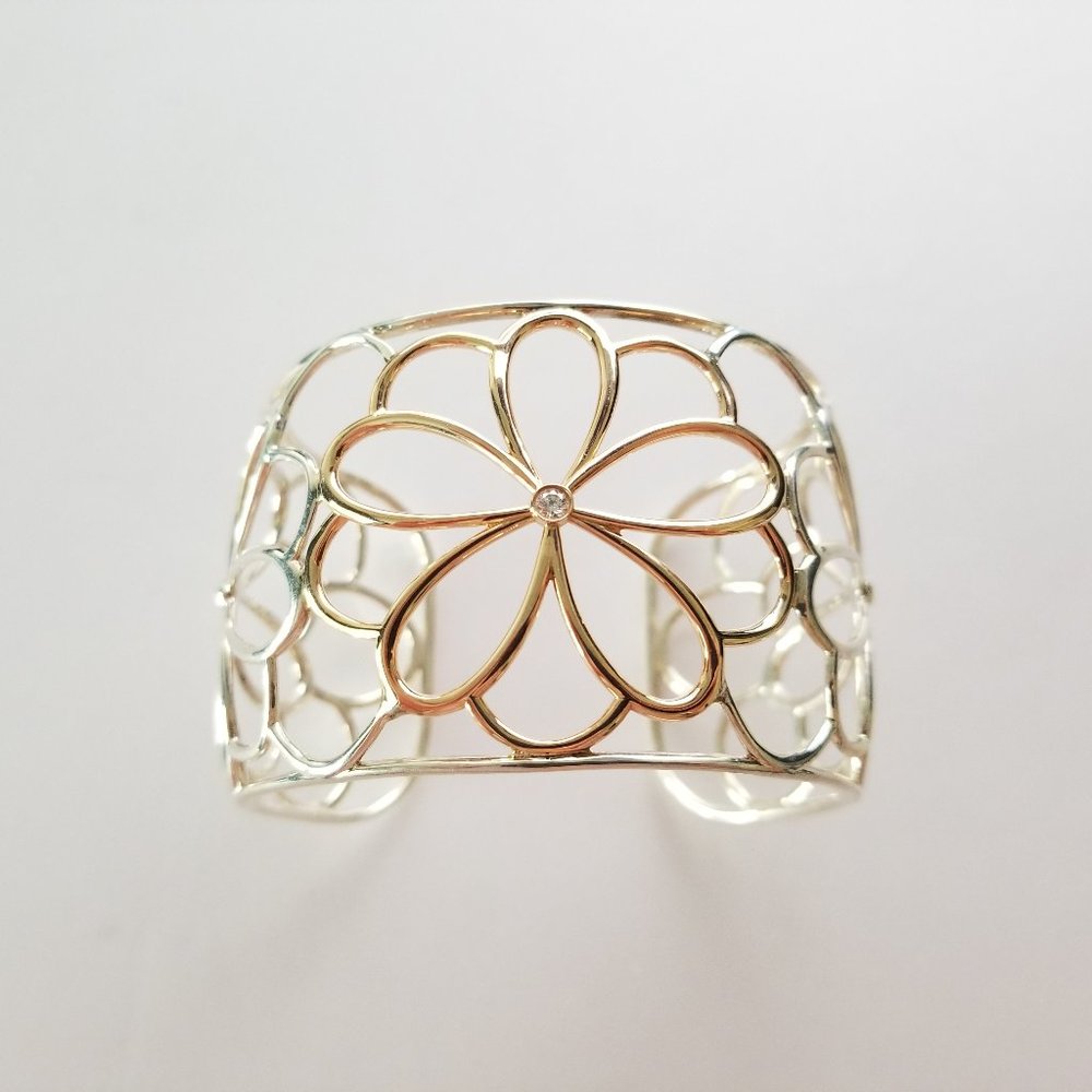 Tiffany & Co. Gold and Silver Garden Bangle Cuff Bracelet